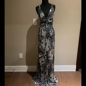 BCBG MaxAzria Black & Silver Evening Gown